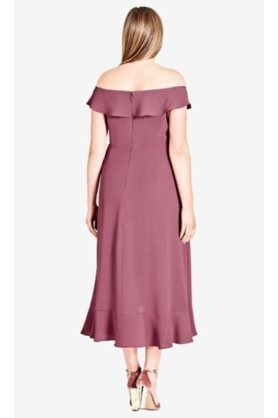 NO BRAND Rochie cu volane Midi Bardot City Chic 50