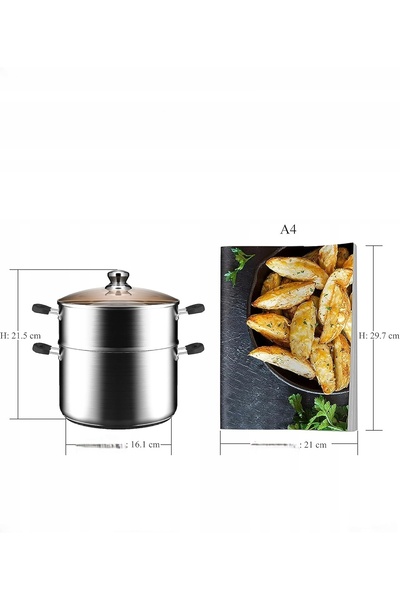 NO BRAND Set de gătit la aburi, Vas pentru aburi 2L 18 cm, Inducție, Gaz, Oțe...