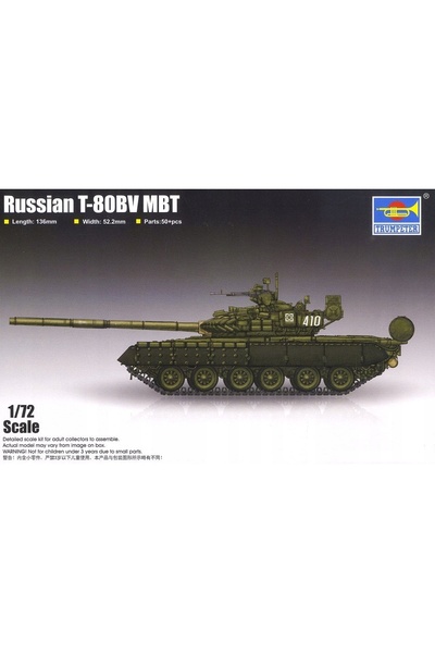 NO BRAND Trumpeter 07145 Tanc rusesc T-80Bv MBT, Kit model la scară 1/72