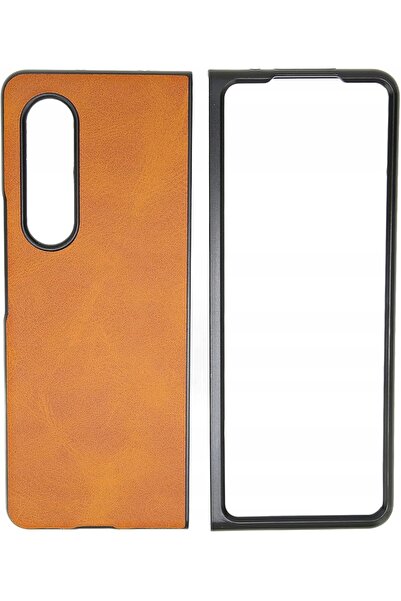 NO BRAND Husă din piele Naroote 360 pentru Samsung Galaxy Z Fold 3, Maro Rezi...