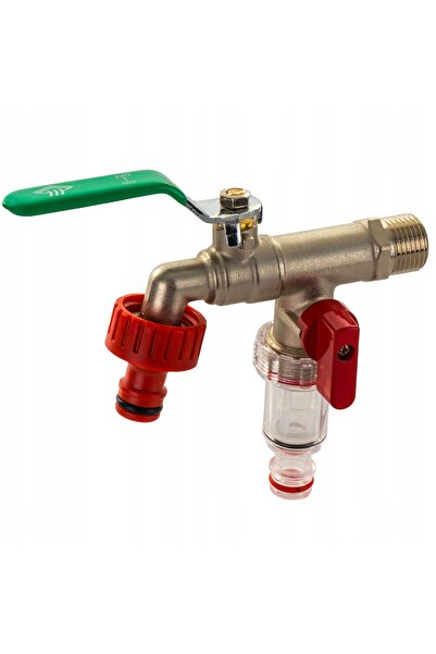 NO BRAND Robinet de grădină cu valvă cu dublă intrare, filtru de 1/2 cu racor...