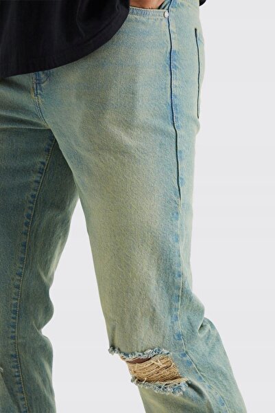 NO BRAND Pantaloni Blugi Rupți, cu Tivituri și Găuri, din Bumbac, Boohooman 50