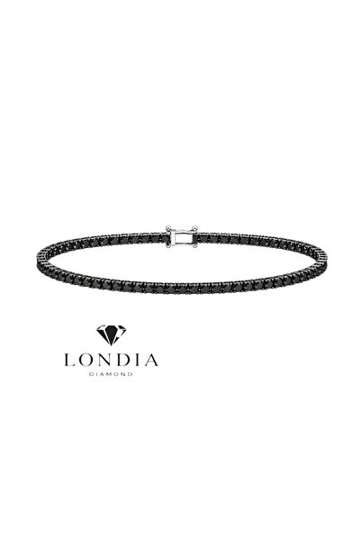 londia tr 3.50 Kt. Siyah Doğal Pırlanta Klasik Su Yolu Bileklik