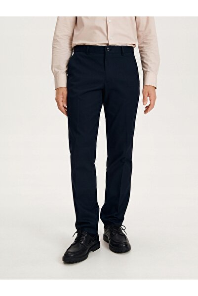 NO BRAND Pantaloni chino bleumarin cu detalii clasice și buzunare netede 31