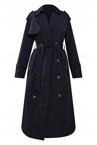 NO BRAND PALTOI TRENCH CLASIC NEGRU, LUNG, CU NASTURI ȘI CUREA – PRETTYLITTLE...
