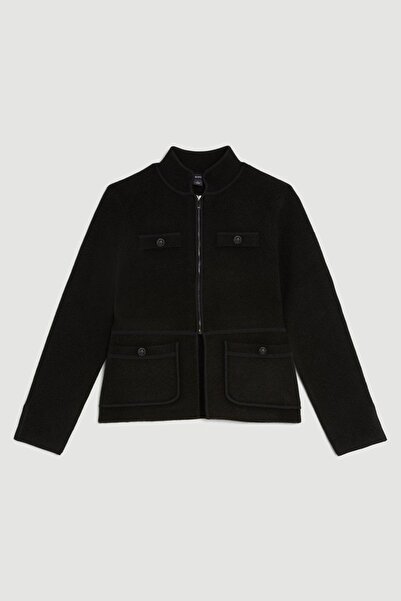 NO BRAND Jachetă clasică neagră cu fermoar, mânecă lungă, Karen Millen S