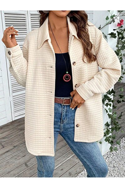 NO BRAND Cămașă clasică bej, mâneci lungi, guler texturat, Emery Rose S
