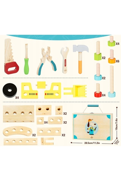 NO BRAND Trusă de unelte din lemn pentru construcții DIY, jucării pentru copii