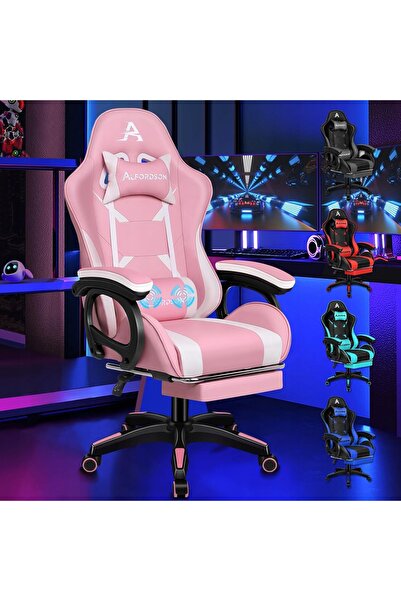 NO BRAND Scaun de gaming modern cu masaj, suport pentru picioare și spătar ra...