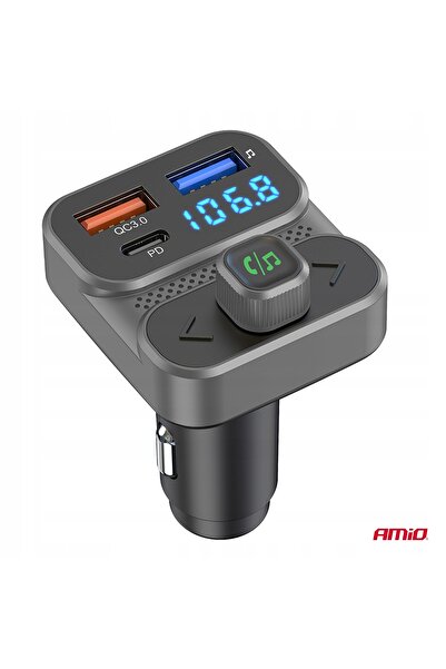 NO BRAND Transmițător auto Bluetooth FM 2×USB-A 1×USB 12V 24V AMIO-04649