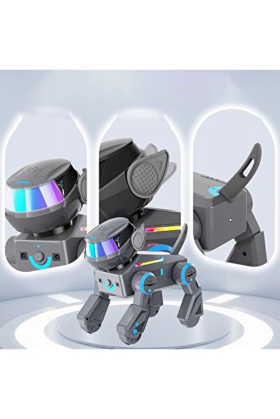 NO BRAND Câine robot de jucărie cu difuzor Bluetooth, LED-uri colorate și int...