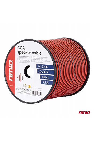 AMIO Cablu difuzor bidirecțional CCA 2x1.5mm² 7.5A audio auto 100m