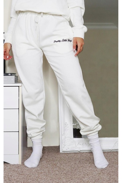 NO BRAND Pantaloni de trening clasici ecru, cu textură, Prettylittlething 42