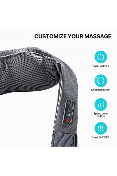 NO BRAND Aparat de masaj Shiatsu 3D cu 6 moduri, încălzire și lumină, pentru ...