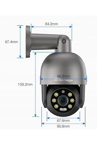 NO BRAND Techage Cameră IP 5MP PoE PTZ Onvif Albă