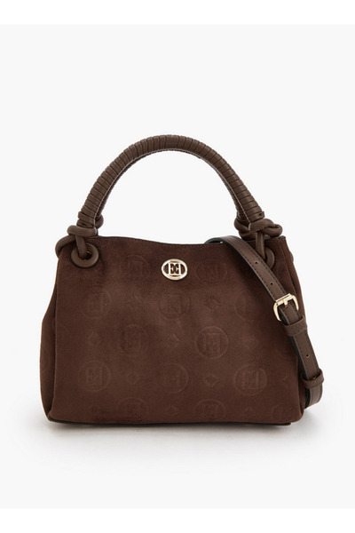 ELLE Embossed Suede Crossbody Bag with Braided Top Handle