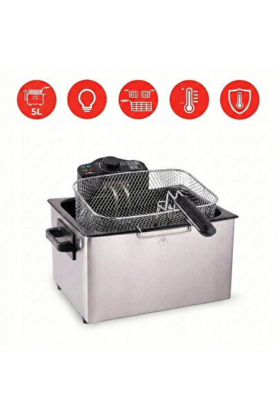 NO BRAND Friteuză cu ulei 5L 2000W 3 coșuri Fereastră din oțel Mare 190 °   C...