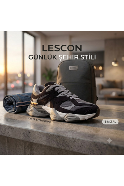 Lescon Unisex Bej 4 Mevsim Sneaker Terletmez Kaydırmaz Koku Yapmaz Ortopedik Tarz Yürüyüş Ayakkabısı