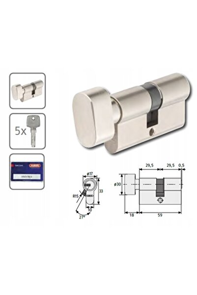 NO BRAND Abus Kd10 Insert 35g/35 Nichel Satinat cu Buton cu 5 Chei Certificat...