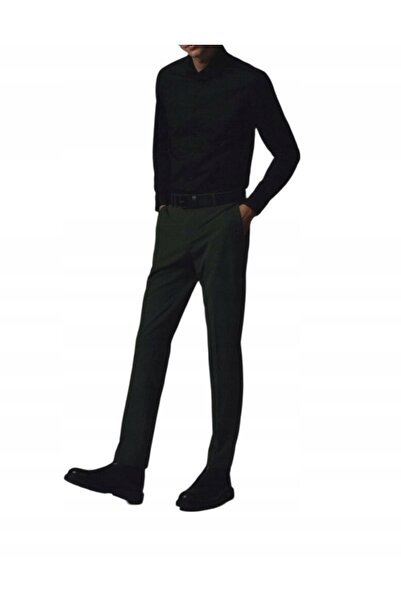 NO BRAND Pantaloni verde închis, garnituri, croială slim, cu dantelă, Smooth ...