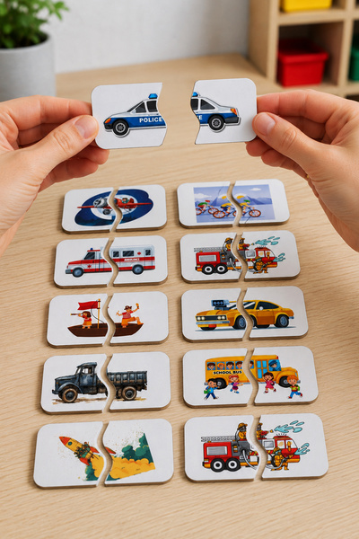 Aldebaran Reklam Montessori Vehicles Matching Puzzle |   3 mm Mdf Educational...