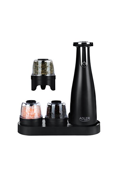 adler Râșniță electrică de sare și piper USB 3 în 1, 3 recipiente, reglare a ...