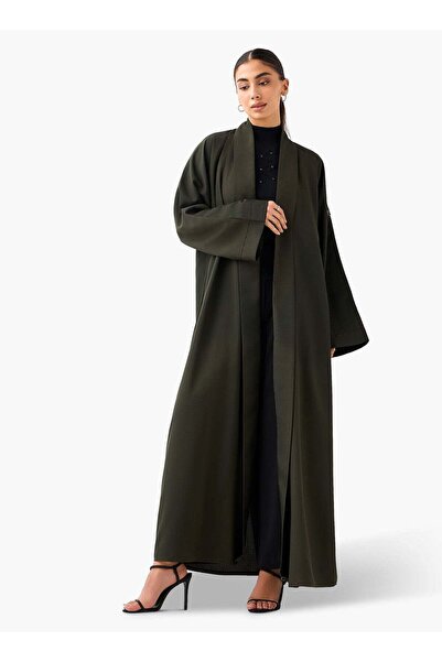 Azria Fashion عباءة كلاسيكية مفتوحة باللون الأخضر الزيتوني