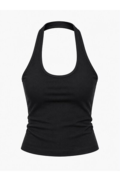 Mad&Calf Women's Halter Neck Basic Flexible Fit Strap Blouse