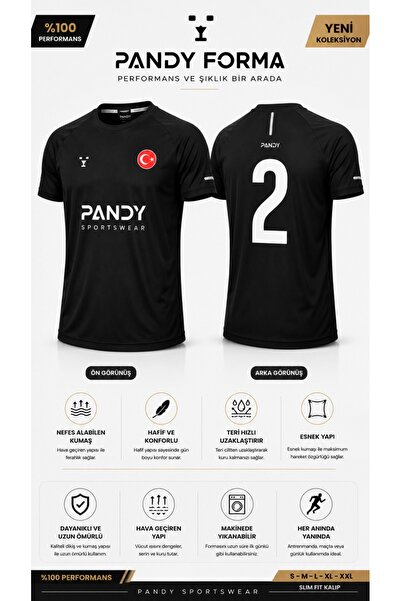 pandy تي شيرت رياضي سريع الجفاف مع رقم على شكل شارة، يتميز بخاصية التجفيف السريع