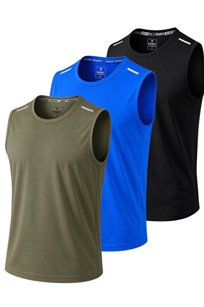 pandy 3-pack Quick Dry Breathable Athletic Technical Athlete Zero Sleeve T-shirt