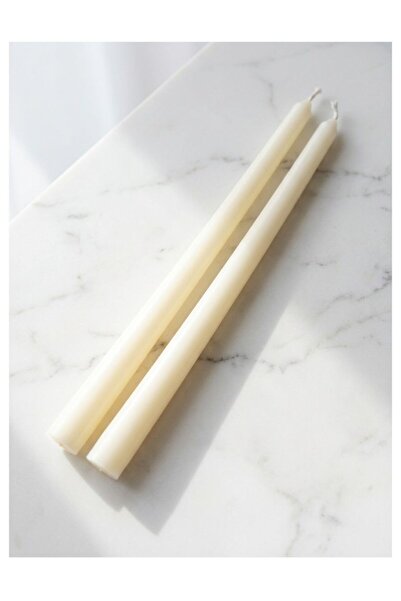 Florence Set of 2 White Taper Candles, Unscented Decorative Dinner Candles fo...