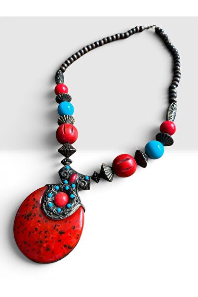 Mimoza Accessories قلادة عرقية مستوحاة من الطراز البوهيمي مع تفاصيل من المرجا...