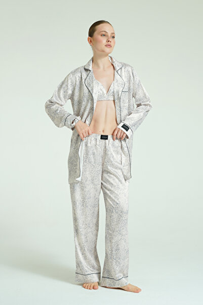 WAQUIN Ethereal Mist 4 Parça Saten Pijama Seti