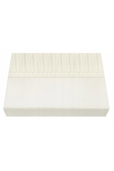 NO BRAND Cearșaf din frotir cu elastic gros 140x200 ecru