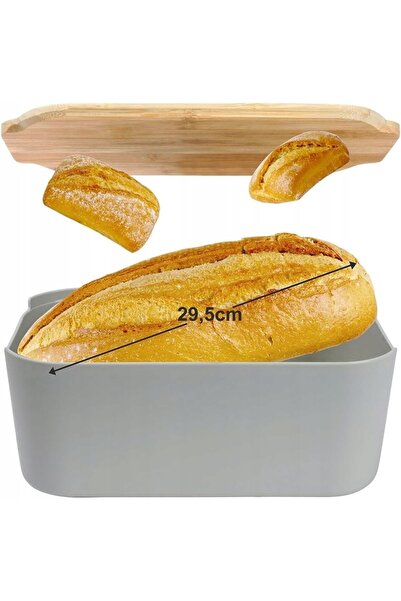 NO BRAND Chlebak Gri cu placă de bambus, recipient pentru produse de panifica...