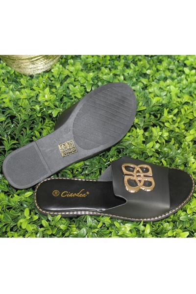 NO BRAND Papuci de damă clasici negri plați mărimea 39 / 25 cm