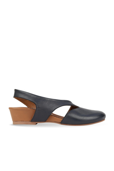 BUENO Navy Blue Leather Women's Heeled Sandals