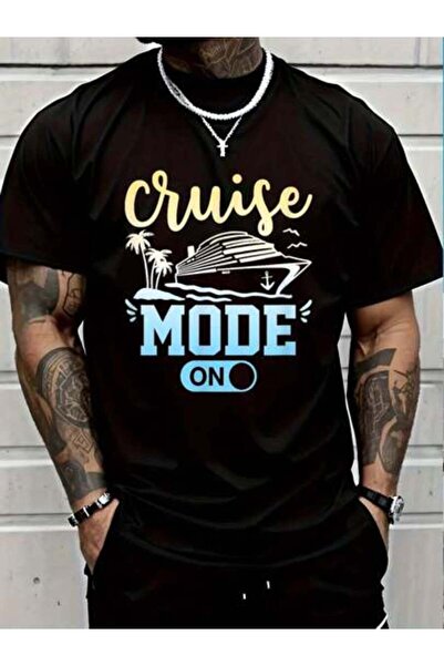 799 100% Cotton A Funny Cool Mode On, Cruise Vacation T-Shirt Casual Short Sl...