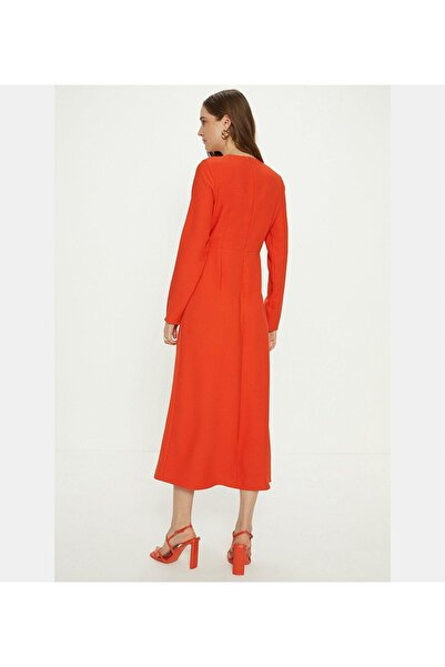 NO BRAND Rochie asimetrică portocalie Midaxi cu mâneci lungi Oasis 42