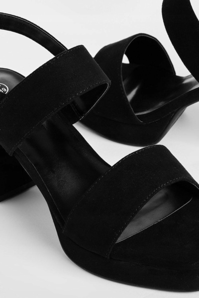 NO BRAND Sandale negre din piele ecologică, clasice, cu toc bloc și platformă...