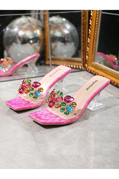 NO BRAND Șlapi Festivi Decorațiuni Colorate Cristale Elegante Shein 37