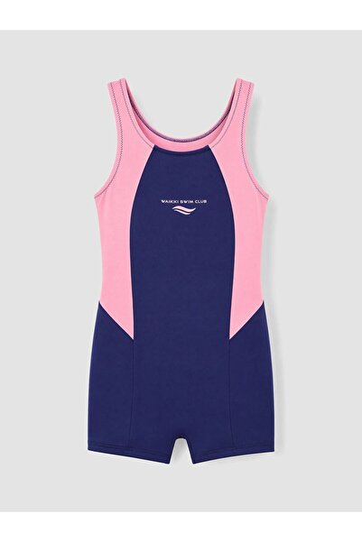 LC Waikiki LCW Kids Lacivert Baskılı Kız Çocuk Şortlu Mayo