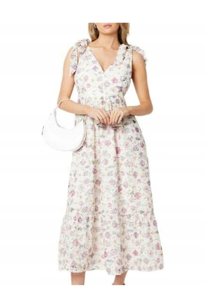 NO BRAND Rochie midaxi cu imprimeu floral, cu bretele și decolteu în V, Oasis 40