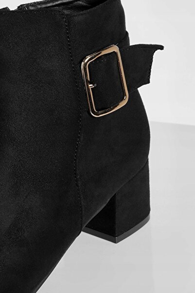NO BRAND Pantofi Cizme Negre Toc Piele Întoarsă Ecologică Clasic Decorație Ne...