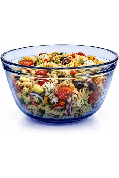 Anchor Hocking 4 Quart Mixing Bowl Coastal Blue Glass Bowl for Baking, Mixing...