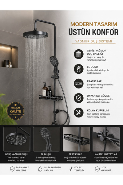 İNMOREX YAPI TRATA GUN METAL YAĞMUR DUŞ SİSTEMİ