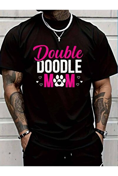 45 BPM تي شيرت 100% قطن بتصميم Double Doodle Mom Funny Dog Lovers للرجال والن...
