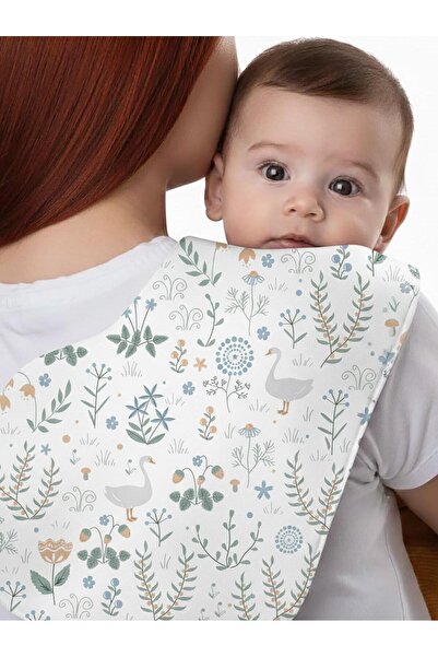 SafeMom Müslin Yeni Doğan Emzirme Seti - Swan - Müslin Emzirme Önlüğü, Fular ve Omuz Bezi Seti, Yenidoğan Bebek Hediye Seti