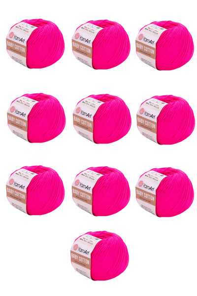 Yarnart Bumbac pentru bebeluși 10 bucăți fir de tricotat manual (422 fucsia) ...
