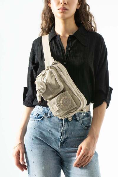 NEMO BAGS Women's Beige Body Bag Waist Bag, Shoulder Bag with Strap, Chest Ba...